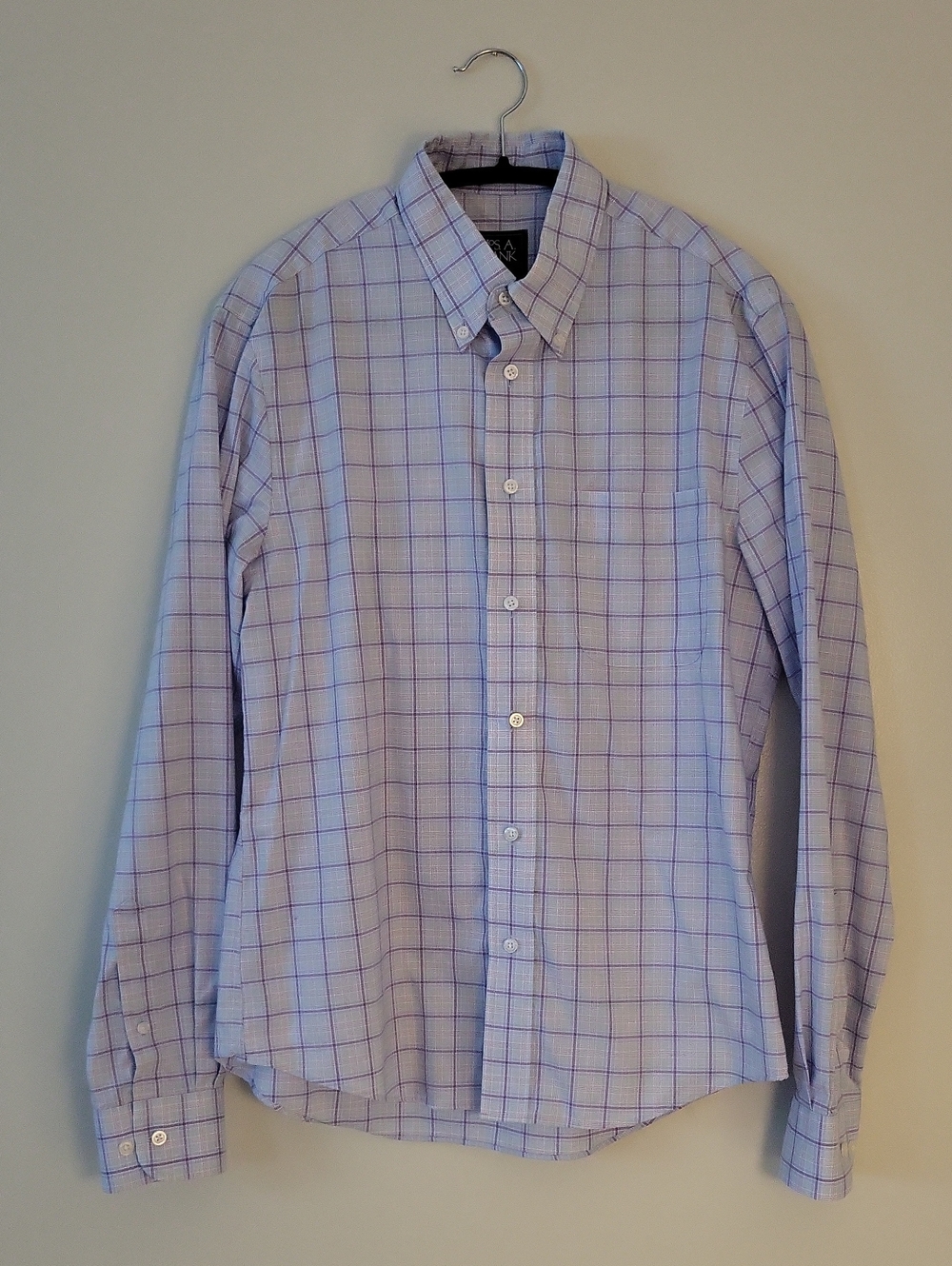 Jos. A. Bank Light Blue and Purple Plaid Button-Down Shirt